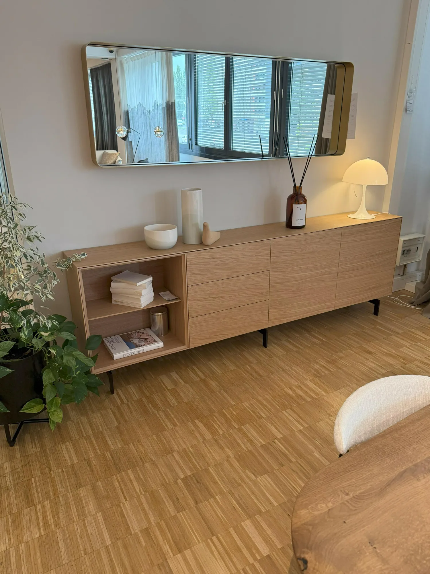 Piure Kommoden & Sideboards|Sideboard Nex Eiche mit 2 Drehtüren Innen P51 Cool Grey