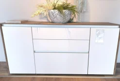 Nobilia Kommoden & Sideboards|Sideboard Nizza Front Lacklaminat 967 Alpinweiß Weiß Ultramatt Korpus Eiche Havanna Nachbildung