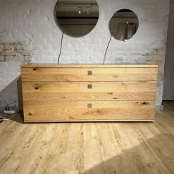 Team 7 Kommoden & Sideboards|Sideboard Nox 3 Eiche Wild Natur Geölt mit 3 Tandemladen Quadratgriff QE Edelstahl