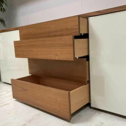 Ruoss Kommoden & Sideboards|Sideboard Nussbaum Glas Weiß Lackiert 9010 mit Hängeelement Claron