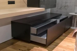 B&B Italia Regale|Kommoden & Sideboards|Sideboard Pab Bodenstehend Regalsystem Wandhängend Schwarz Matt 3764E Lackiert Und Eiche Hell Gebürstet
