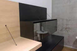 B&B Italia Regale|Kommoden & Sideboards|Sideboard Pab Bodenstehend Regalsystem Wandhängend Schwarz Matt 3764E Lackiert Und Eiche Hell Gebürstet