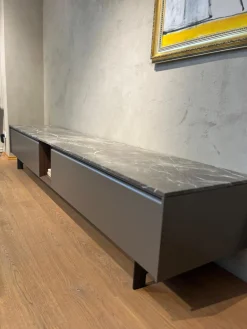 Molteni & C Kommoden & Sideboards|Sideboard Password Evolution Abdeckplatte Marmorplatte Orientgrau Korpus Melamin Batik Schiefergrau Gestell Zinnfarbig