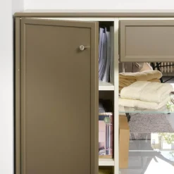 Cabinet Kommoden & Sideboards|Sideboard Pinato Mattlack Braun RAL Pianto Knoptgriffe Alusilber Glasböden