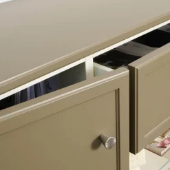 Cabinet Kommoden & Sideboards|Sideboard Pinato Mattlack Braun RAL Pianto Knoptgriffe Alusilber Glasböden