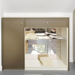 Cabinet Kommoden & Sideboards|Sideboard Pinato Mattlack Braun RAL Pianto Knoptgriffe Alusilber Glasböden