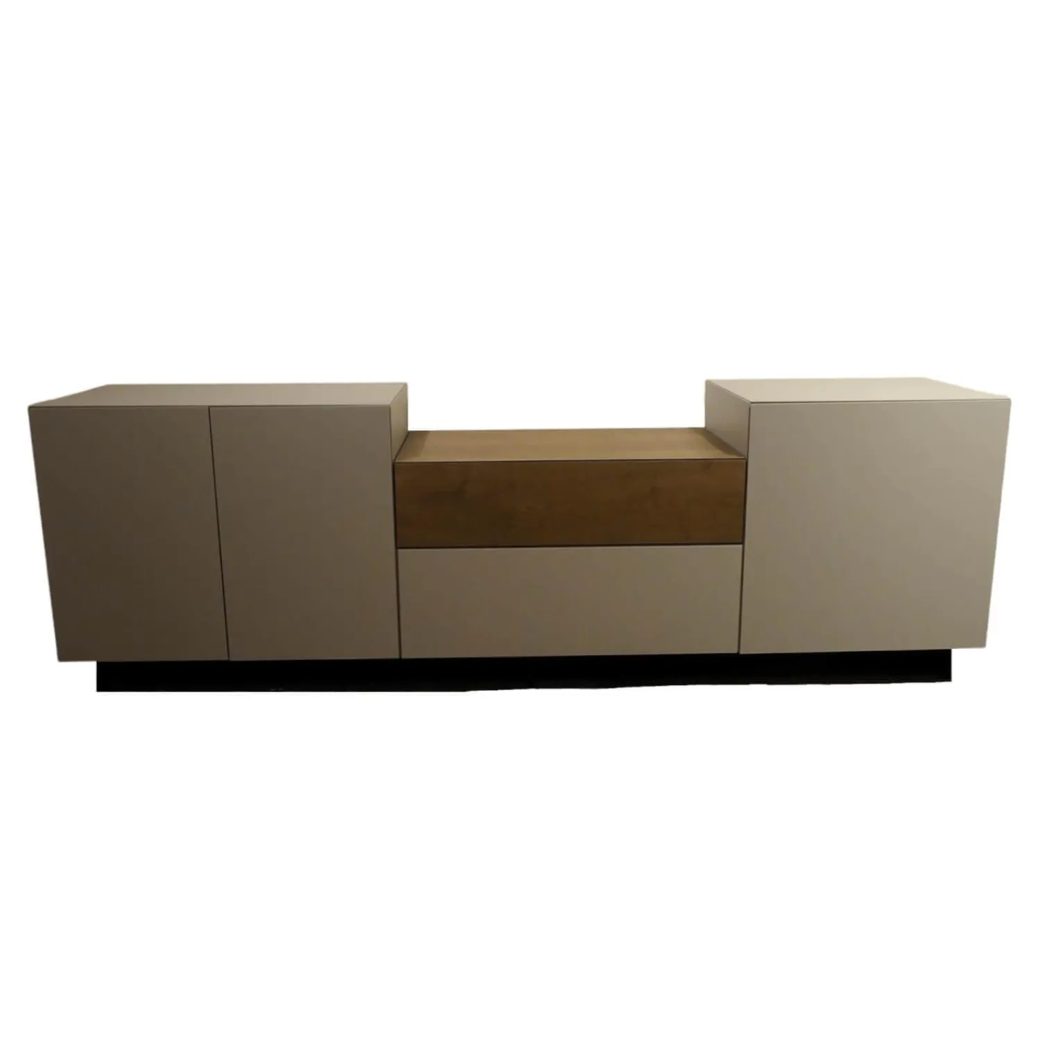 Vifian Kommoden & Sideboards|Sideboard Pure Lack Kopenhagen Grau Matt Schubaldenaufsatz MDF Schwarz Eiche Vergraut