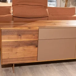 Anrei Kommoden & Sideboards|Sideboard Puro Syle 231 2 Astnuss Massiv Natur Geölt Farbglas Bronce Matt Sockel Metallrahmen Bronce Bronze Fußgestell Metall