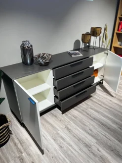 Musterring Kommoden & Sideboards|Sideboard 2R Kara Frame Lack Weiß Und Mantelseiten Feinschliff Grigio Schwarz