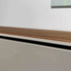 YOMEI Kommoden & Sideboards|Sideboard S100 Nussbaum Taupe Zierleiste Edelstahl Poliert