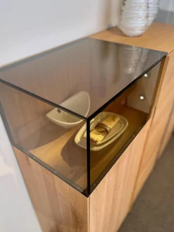 Wimmer Kommoden & Sideboards|Sideboard Saluto Asteiche Bianco Geölt Glaselemente Braunglas Inklusive LED Beleuchtung