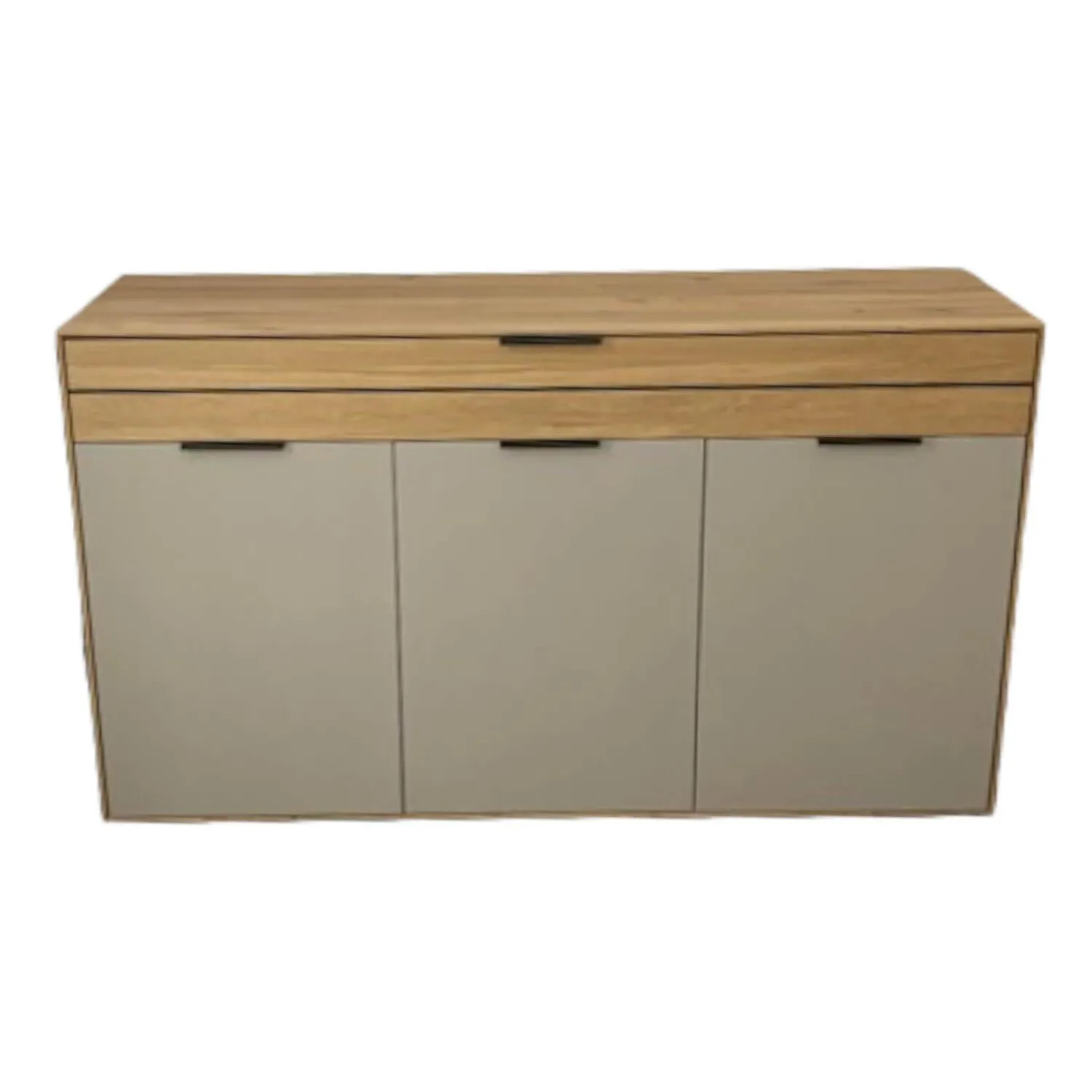 Natura Kommoden & Sideboards|Sideboard Scottsdale Lack Samtgrau Grau Wildeiche Soft Gebürstet