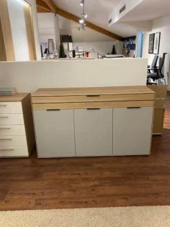 Natura Kommoden & Sideboards|Sideboard Scottsdale Lack Samtgrau Grau Wildeiche Soft Gebürstet
