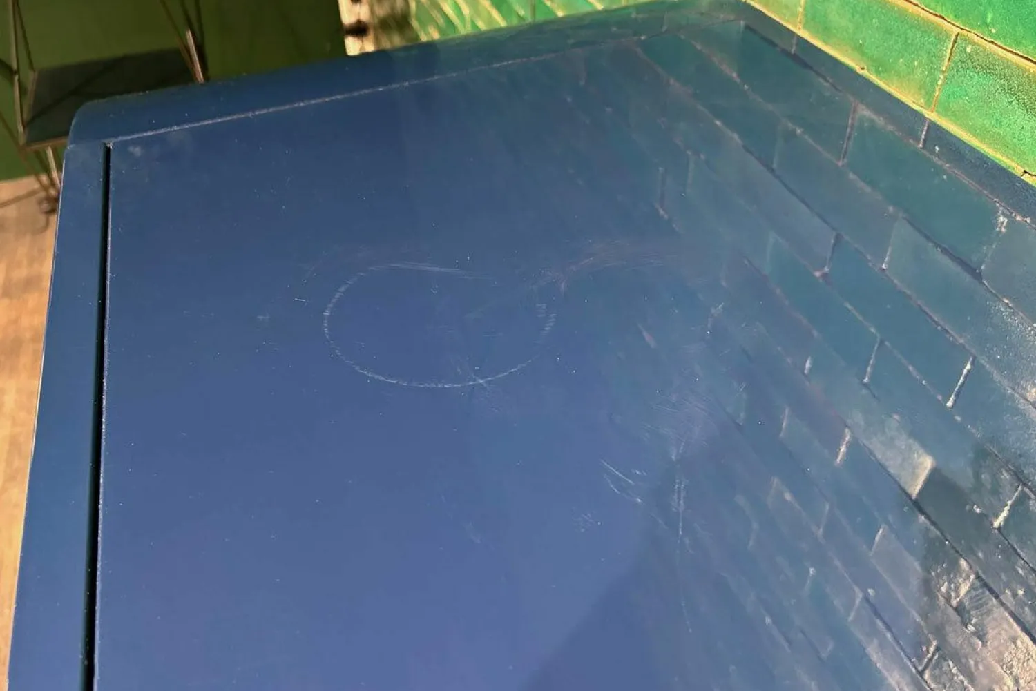 Baxter Kommoden & Sideboards|Sideboard Selene Mobile Hochglanzlack Laccature Dunkelblau Einsatz Marmor