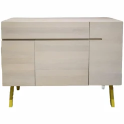Zeitraum Kommoden & Sideboards|Sideboard Side Baby Atelier Eiche massiv Korpus Eiche Kalk Gebeizt Füße Zinkgelb Lackiert