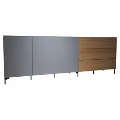 Spectral Smart Furniture Kommoden & Sideboards|Sideboard Side Model 1 Front Fenix Grigio Antrim Grau Und Amerikanische Walnuss Füße Schwarz