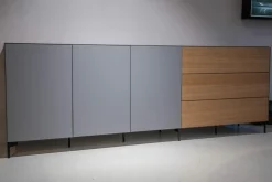 Spectral Smart Furniture Kommoden & Sideboards|Sideboard Side Model 1 Front Fenix Grigio Antrim Grau Und Amerikanische Walnuss Füße Schwarz