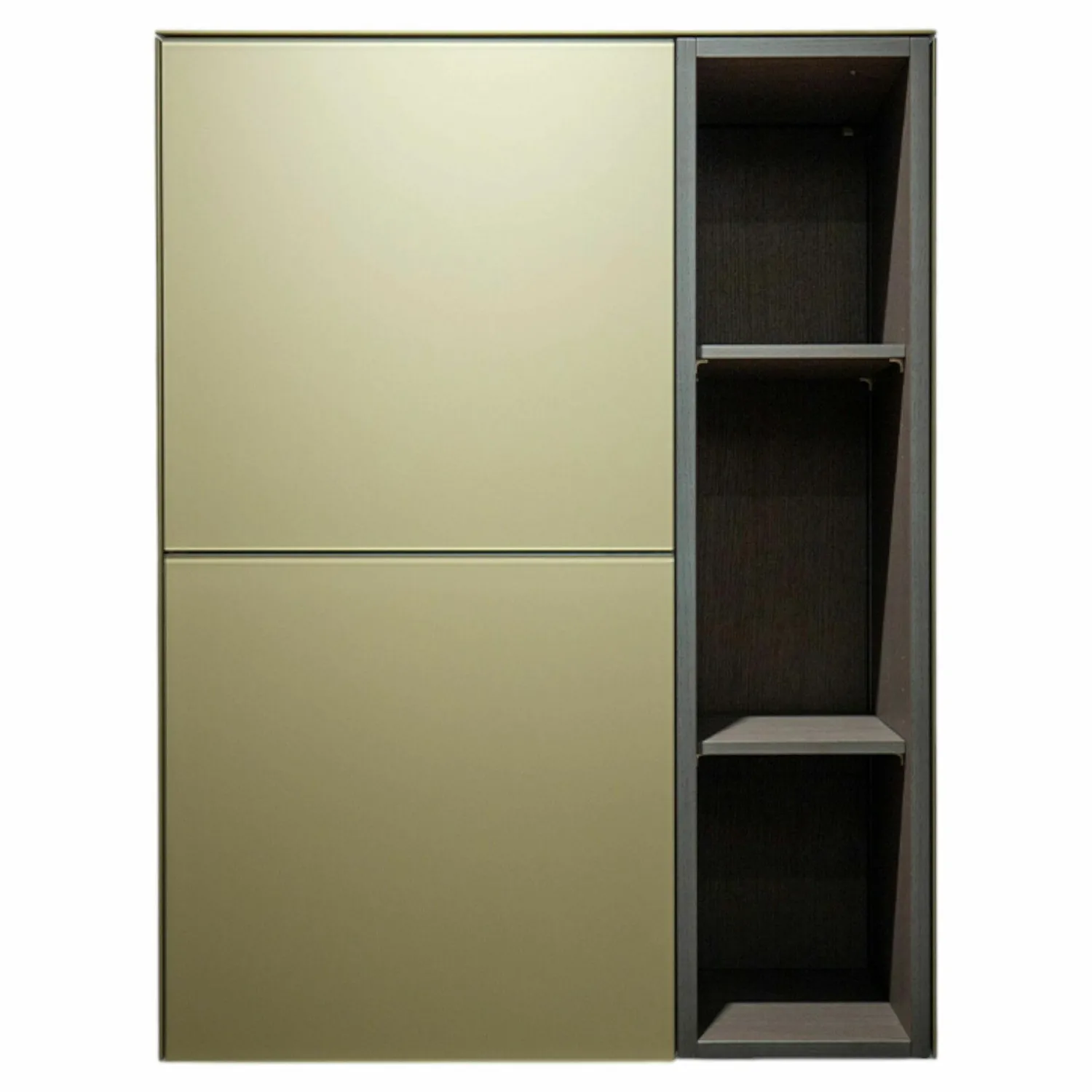 Spectral Smart Furniture Kommoden & Sideboards|Sideboard Side Model 1 Metallic Glas Champagner Grau Beige Satiniert Pebble Grau Lackiert Korpus Furnier Oak Smoked Grau Matt Lackiert Wandmontage Inklusive LED Innenbeleuchtung