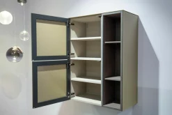 Spectral Smart Furniture Kommoden & Sideboards|Sideboard Side Model 1 Metallic Glas Champagner Grau Beige Satiniert Pebble Grau Lackiert Korpus Furnier Oak Smoked Grau Matt Lackiert Wandmontage Inklusive LED Innenbeleuchtung