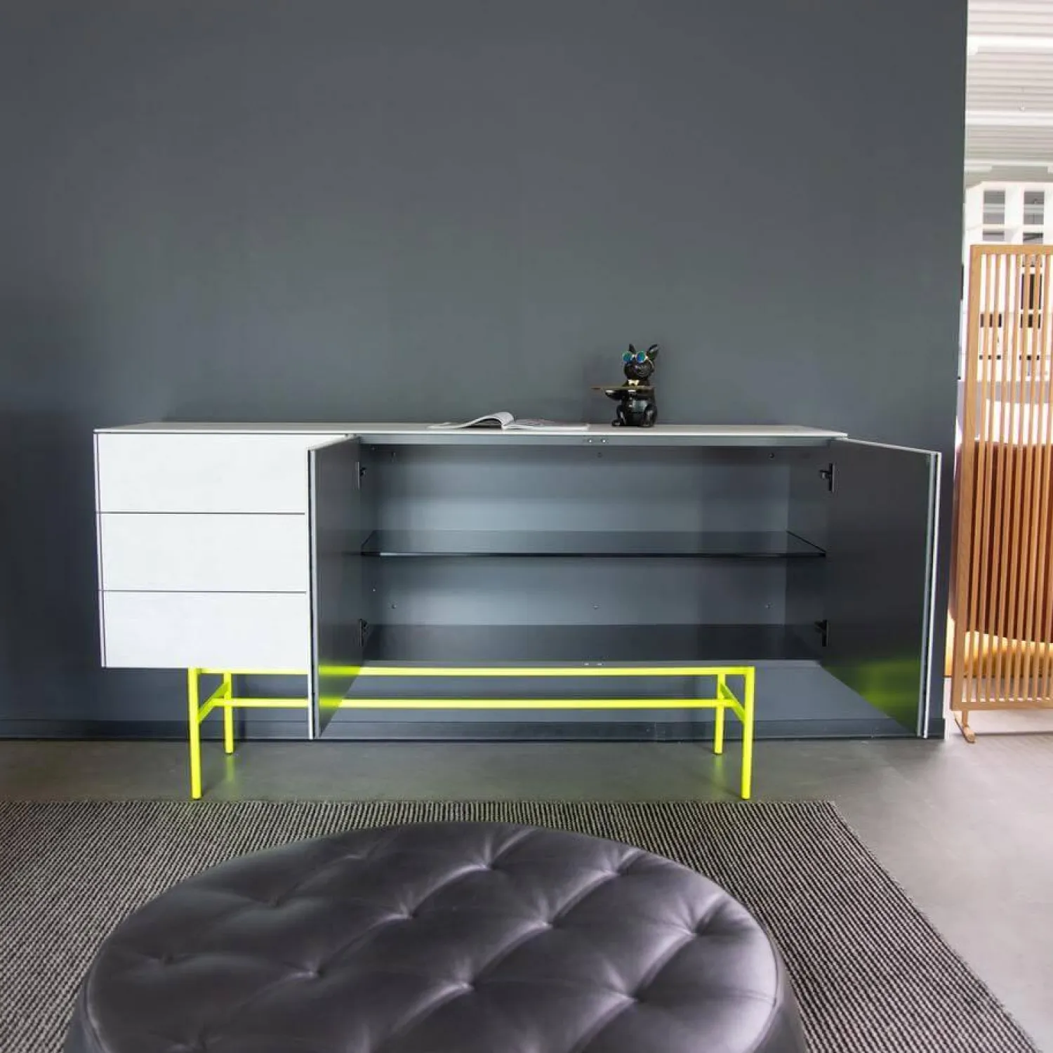 Kettnaker Kommoden & Sideboards|Sideboard Soma Beton Optik Grau Gestell Neon Gelb
