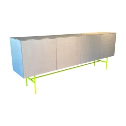 Kettnaker Kommoden & Sideboards|Sideboard Soma Beton Optik Grau Gestell Rundrohr Leuchtgelb Gelb Grün