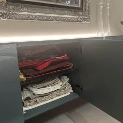 Kettnaker Kommoden & Sideboards|Sideboard Soma Lack Stahlblau Blau Hochglanz Gestell Dunkel Bronze Braun Inklusive Beleuchtung