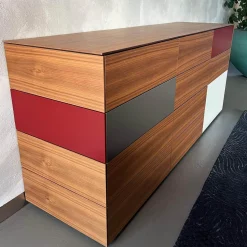 Kettnaker Kommoden & Sideboards|Sideboard Soma Nussbaum Front Lack Taupe Matt Grau Rot Weiß Mit Schubladen Und Tür Mit Regalboden