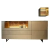 Hartmann Kommoden & Sideboards|Sideboard 418T Vara Kerneiche Umato Sägerau Gebürstet Titan Grau Mit Vitrine 9612 Beleuchtung Kufen 1045 Anthrazit