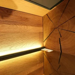 Hartmann Kommoden & Sideboards|Sideboard 418T Vara Kerneiche Umato Sägerau Gebürstet Titan Grau Mit Vitrine 9612 Beleuchtung Kufen 1045 Anthrazit