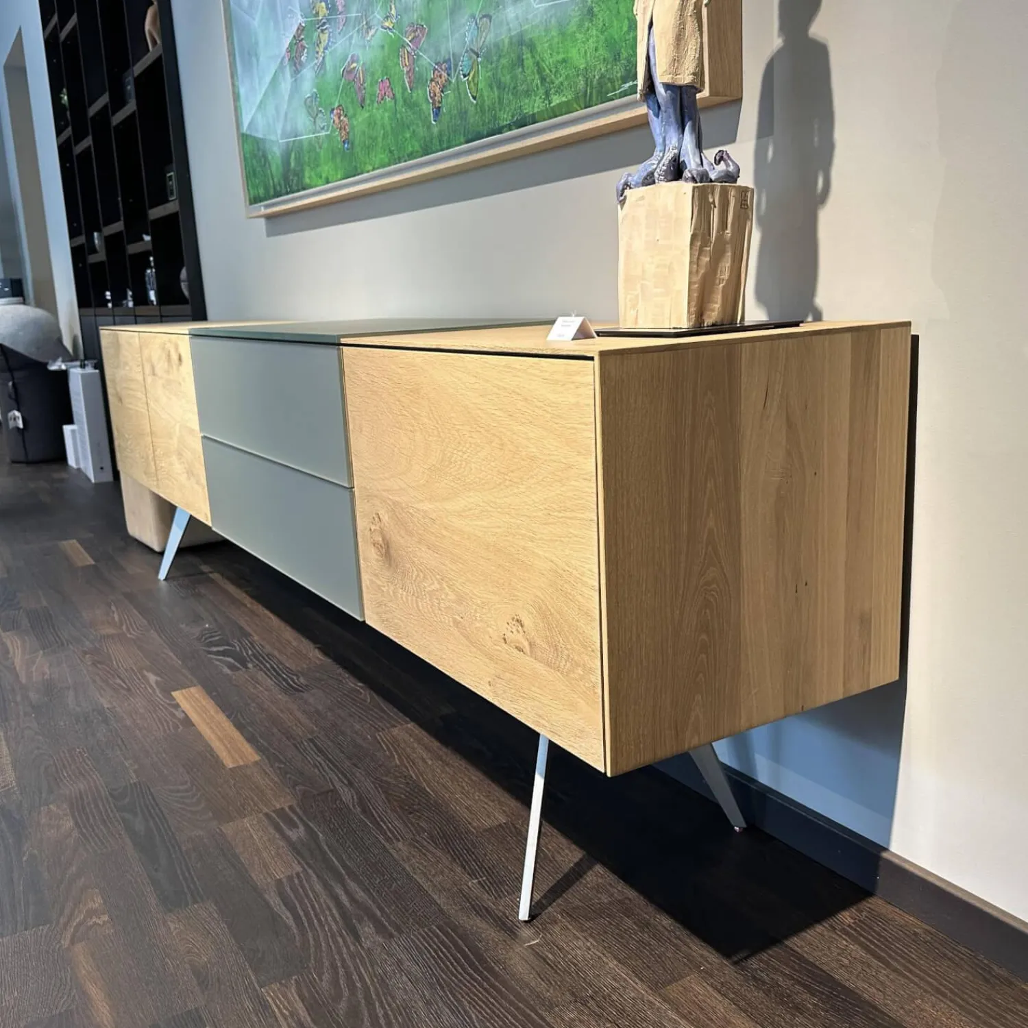 Scholtissek Kommoden & Sideboards|Sideboard Talio Knorrige Eiche Puro Geölt Floatglas 137 Platin Grau Matt