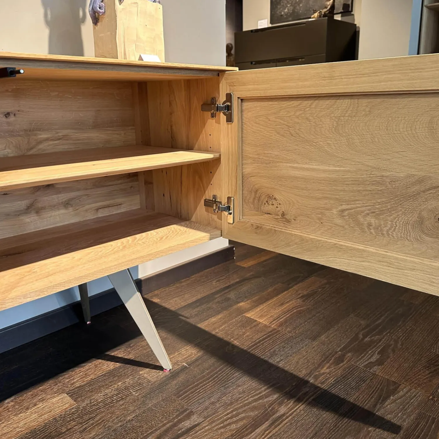 Scholtissek Kommoden & Sideboards|Sideboard Talio Knorrige Eiche Puro Geölt Floatglas 137 Platin Grau Matt