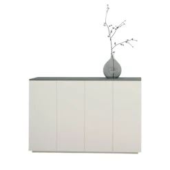 Interlübke Kommoden & Sideboards|Sideboard Tavi Lack Schneeweiß M03 Abdeckplatte Lack Laguna M80 Grau