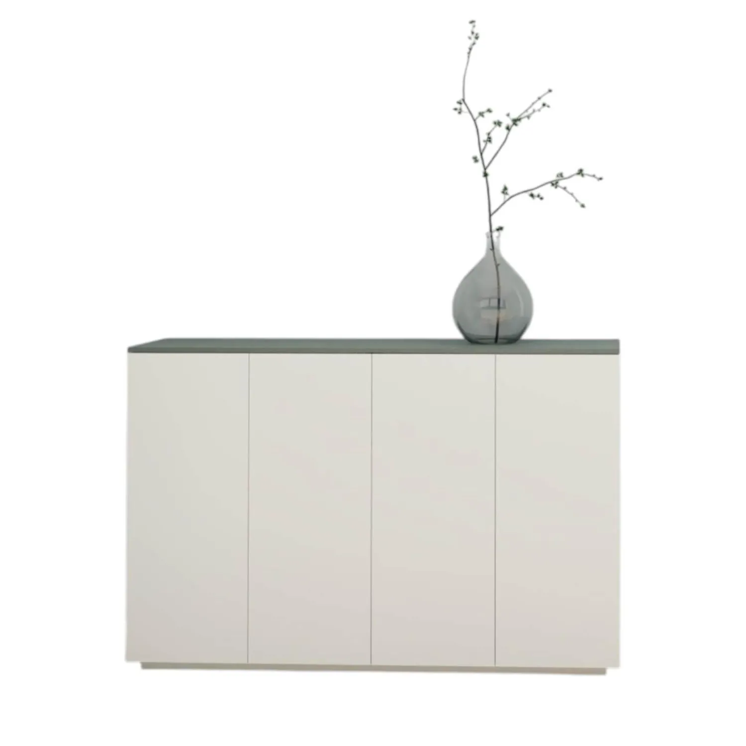 Interlübke Kommoden & Sideboards|Sideboard Tavi Lack Schneeweiß M03 Abdeckplatte Lack Laguna M80 Grau
