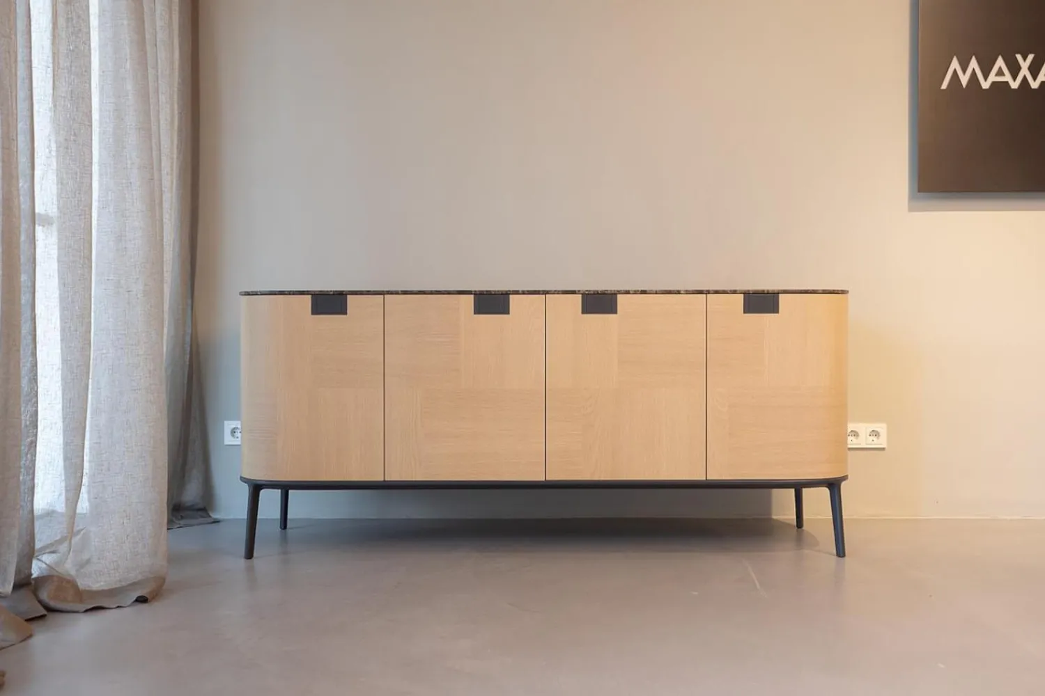 B&B Italia Kommoden & Sideboards|Sideboard Tesaurus Front Eiche Hell Innen Ahorn Frise Abdeckplatte Marmor Emperador Grau