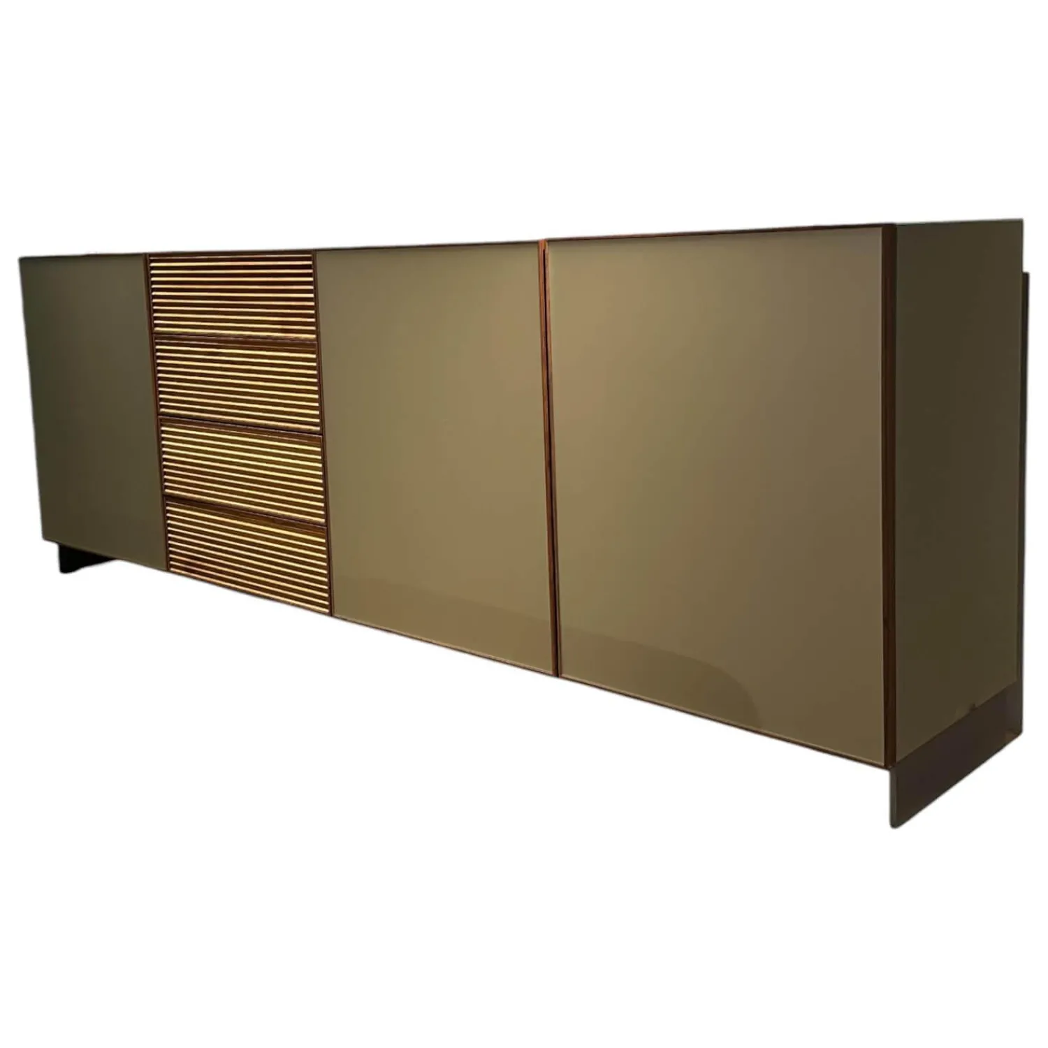 Scholtissek Kommoden & Sideboards|Sideboard Tratum Knorrige Eiche Massiv Floatglas Matt 137 Platin Grau Inklusive Bareinteilung Und Barfach Verspiegelt