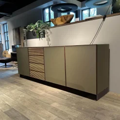 Scholtissek Kommoden & Sideboards|Sideboard Tratum Knorrige Eiche Massiv Floatglas Matt 137 Platin Grau Inklusive Bareinteilung Und Barfach Verspiegelt