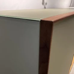 Scholtissek Kommoden & Sideboards|Sideboard Tratum Knorrige Eiche Massiv Floatglas Matt 137 Platin Grau Inklusive Bareinteilung Und Barfach Verspiegelt