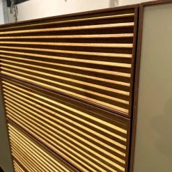 Scholtissek Kommoden & Sideboards|Sideboard Tratum Knorrige Eiche Massiv Floatglas Matt 137 Platin Grau Inklusive Bareinteilung Und Barfach Verspiegelt