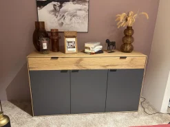 Natura Kommoden & Sideboards|Sideboard Tucson Korpus Wildeiche Front Spalteiche Und Lack Graphitgrau Mit Besteckeinsatz