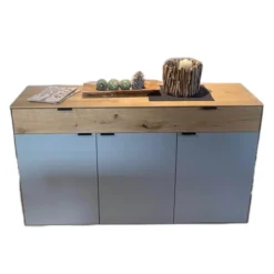 Natura Kommoden & Sideboards|Sideboard Tucson Wildeiche Massiv Soft Gebürstet Und Lack Samtgrau