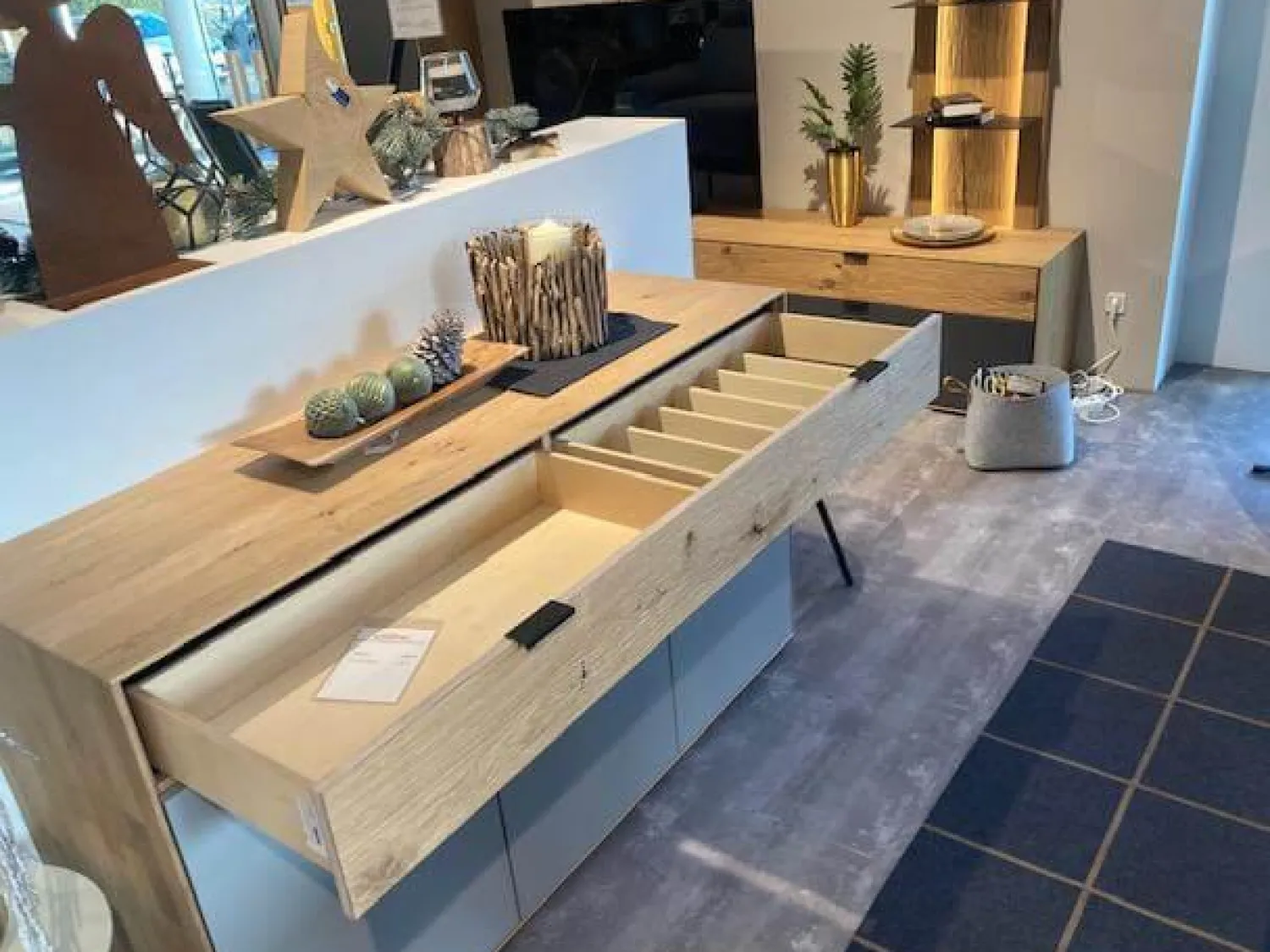 Natura Kommoden & Sideboards|Sideboard Tucson Wildeiche Massiv Soft Gebürstet Und Lack Samtgrau