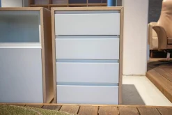 Cramer Holzmanufaktur Kommoden & Sideboards|Sideboard Velare Eiche Weißöl Front Verkehrsweiß 9016 Füße Chrom Mit Schubkästen