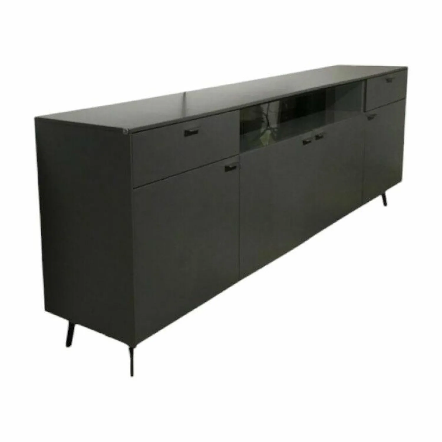Venjakob Kommoden & Sideboards|Sideboard Vino Lack Schiefergrau Schwarz Grau Inklusive Beleuchtung Ohne Wandboards