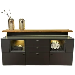 Venjakob Kommoden & Sideboards|Sideboard Vitus Lack Schiefergrau Matt Mit Aufsatzkonsole Eiche Rustico Hell Geölt