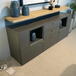 Venjakob Kommoden & Sideboards|Sideboard Vitus Lack Schiefergrau Matt Ablage Eiche Rustico Hell Geölt