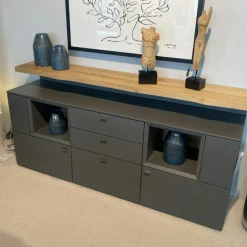 Venjakob Kommoden & Sideboards|Sideboard Vitus Lack Schiefergrau Matt Ablage Eiche Rustico Hell Geölt