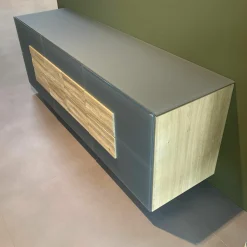 Voglauer Kommoden & Sideboards|Sideboard V-Montanara Wildeiche Geölt Front Glas Grau