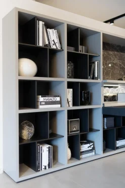 Poliform Wohnwände & Tv-Lowboards|Sideboard Wall System Korpus Lack Matt Arena Grau Rückwand Und Gittereinsätze Metallisch Lackiert Bronze