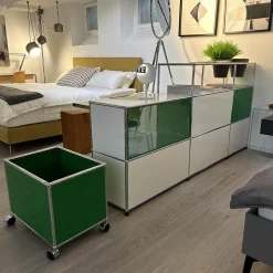 USM Haller Kommoden & Sideboards|Sideboard Weiß Grün mit Rollbox Grün
