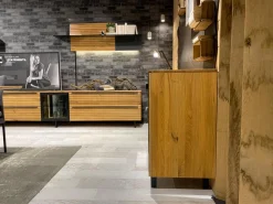 WK Wohnen Kommoden & Sideboards|Sideboard WK 490 Baristo Asteiche Massiv Natur Belassen Geölt Front Farbglas Anthrazit Mit LED Beleuchtung